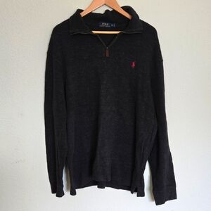 Polo by Ralph Lauren Men's Dark Gray Mock Neck Quarter Zip Sweater Size XL